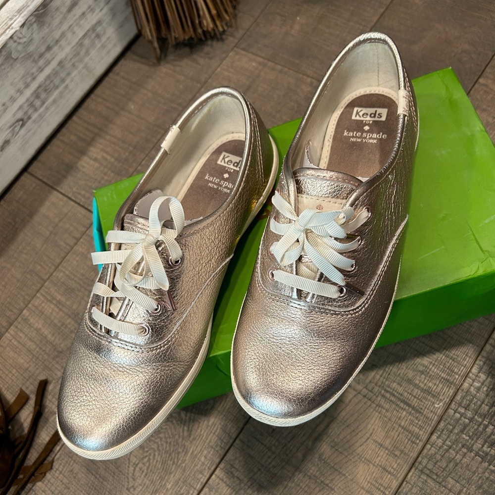 Keds X Kate Spade Champion Metallic Rose Gold Sneakers! Gently worn!